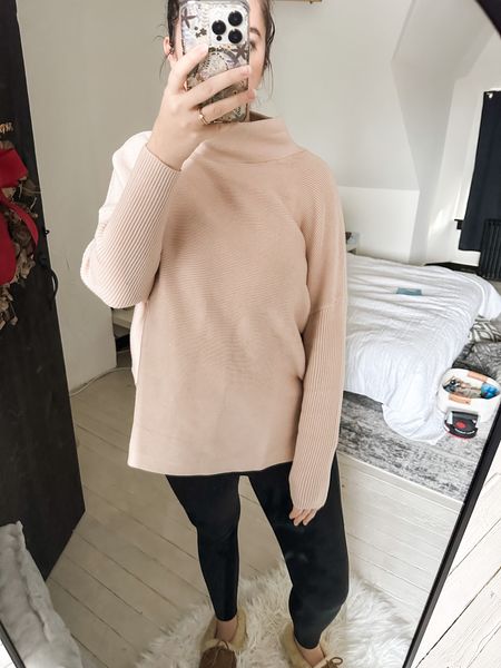 the best mock turtleneck ribbed sweater on amazon. plus my favorite highest waist leggings and wicked good slippers. fashion for moms. work from home outfits  

#LTKunder50 #LTKSeasonal #LTKworkwear