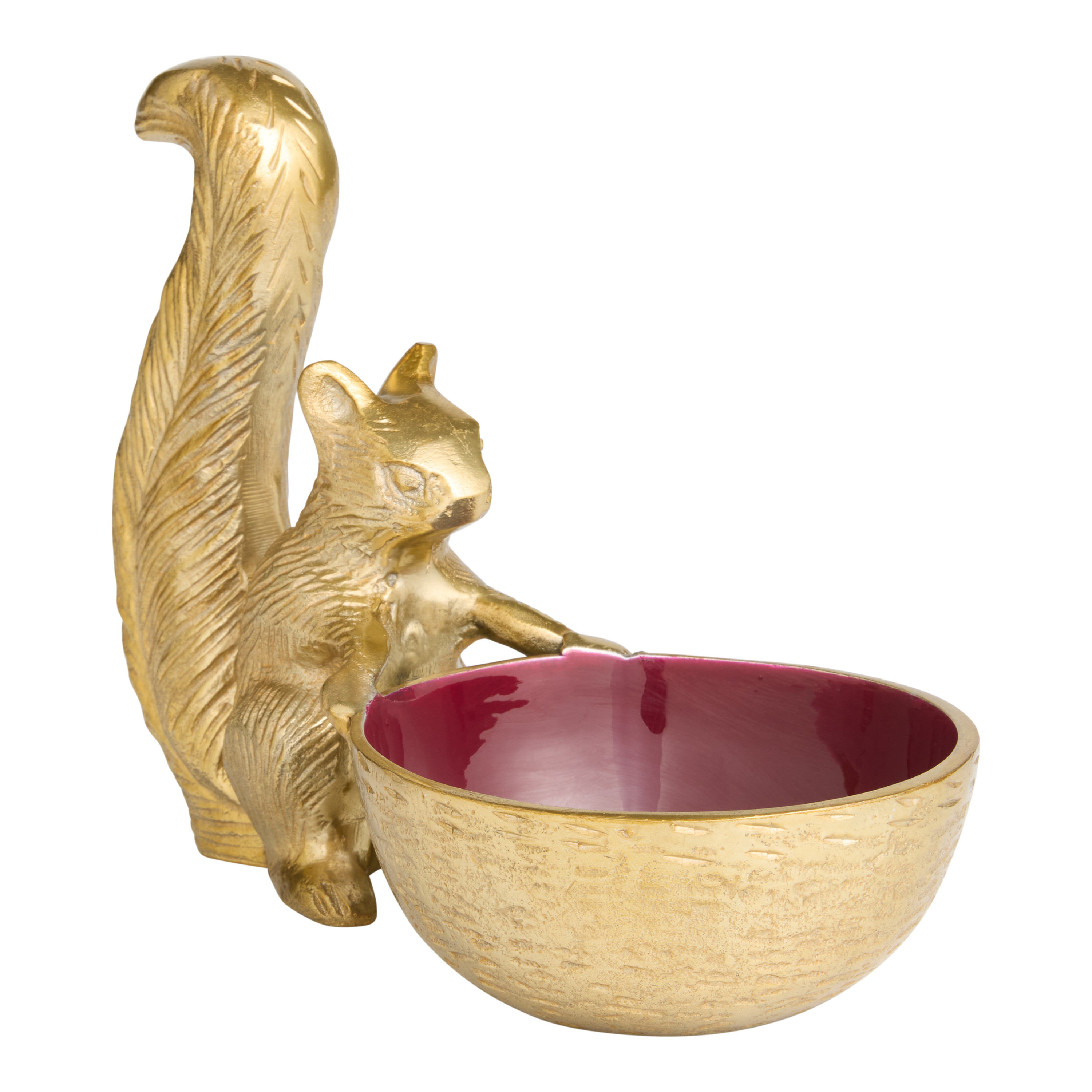 Gold Metal and Burgundy Enamel Squirrel Shaped Bowl | World Market