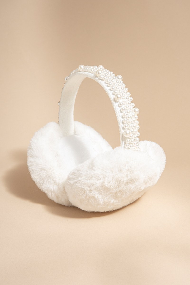 Donna Pearl Embellished Fuzzy Earmuffs | Francesca's