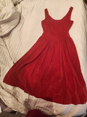 VTG 1950s dress red velvet fit and flare Christmas Valentine's  | eBay | eBay US