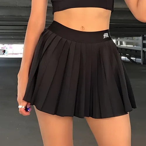Sosana - Lettering Pleated A-Line Mini Skirt | YesStyle Global