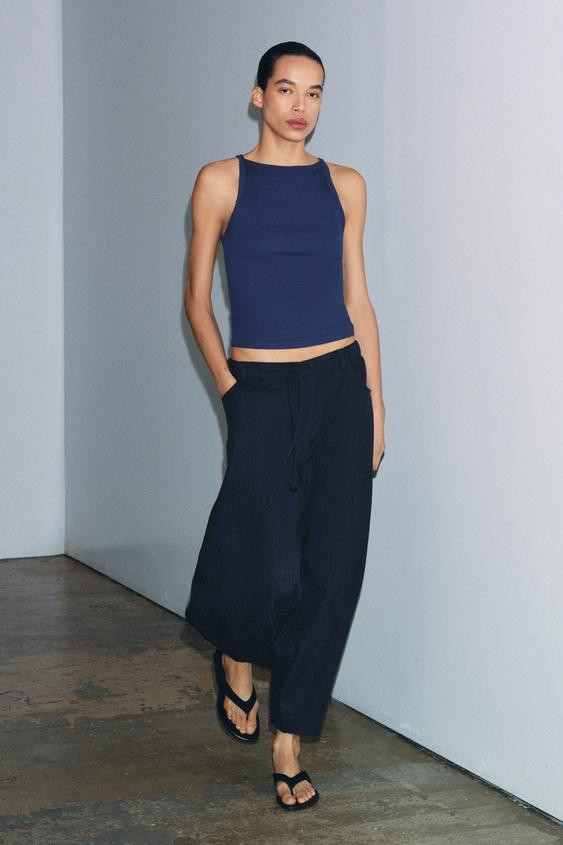 ZW COLLECTION HERRINGBONE TEXTURED PANTS | Zara US