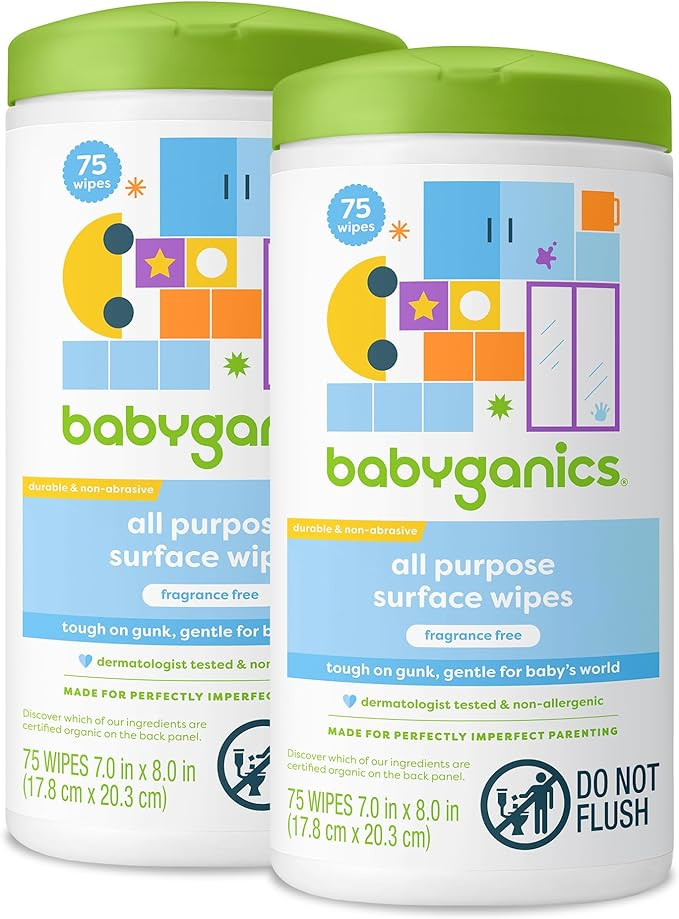 Babyganics All Purpose Surface Wipes, 75 ct, Plant Based and Non-Abrasive, No Ammonia, No Bleach,... | Amazon (US)