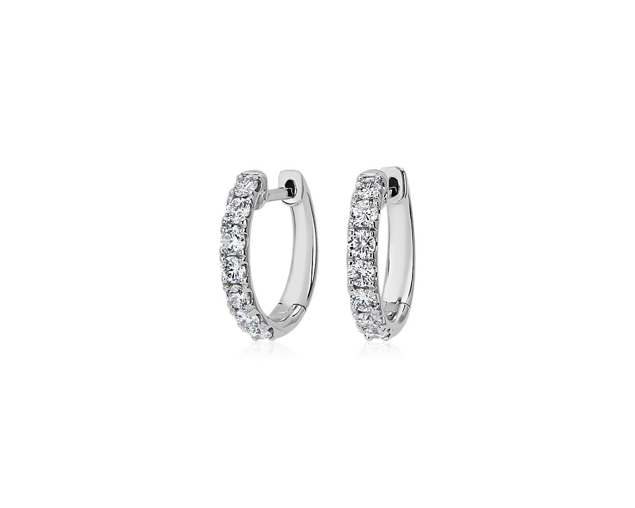 Riviera Diamond Front Facing Hoop Earrings 14k White Gold (3/4 ct.tw) | Blue Nile