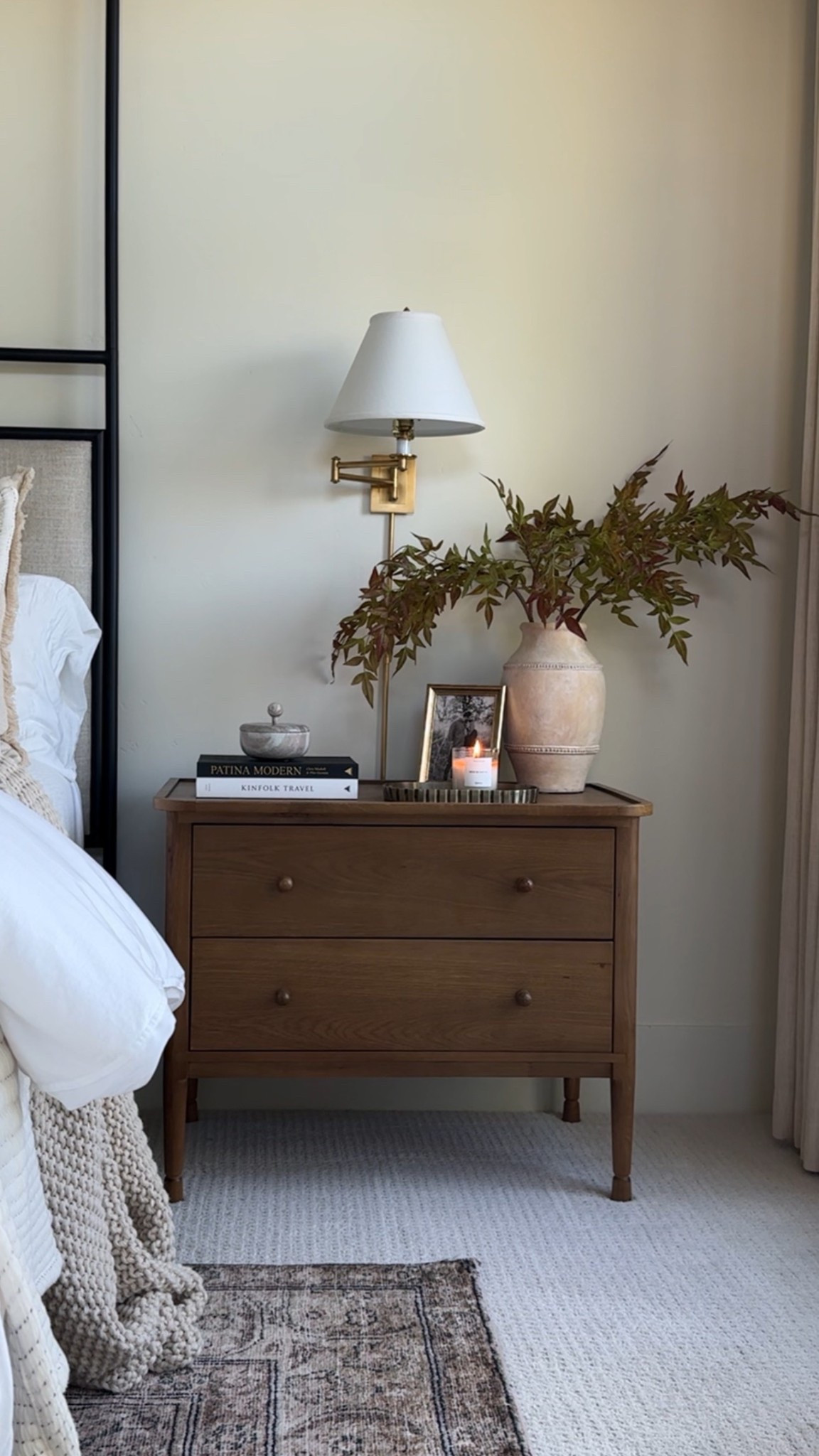 Transitional fall nightstand styling! A beautiful mix of affordable decor and splurge worthy furniture! 

#LTKHome #LTKStyleTip