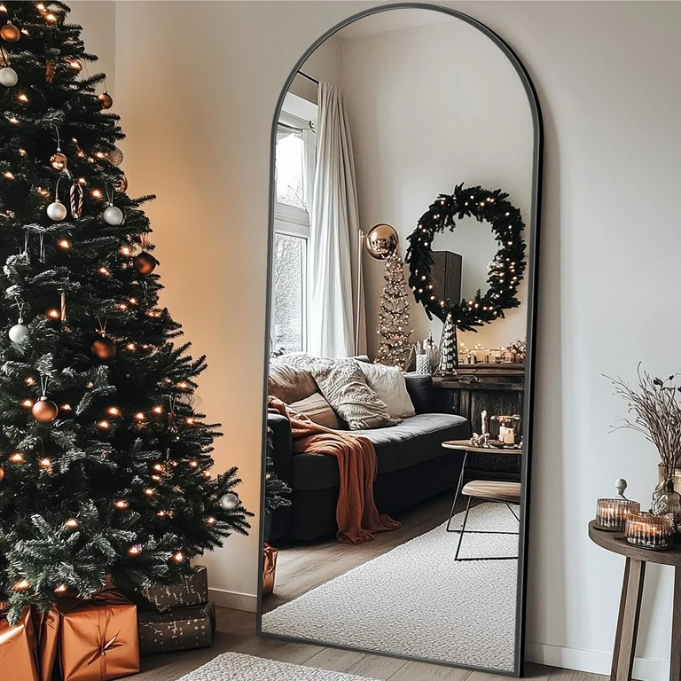 Antok 58"x 18.2" Arched Full Length Mirror Standing Floor Mirror Stand Up Mirror, Black Frame | Walmart (US)