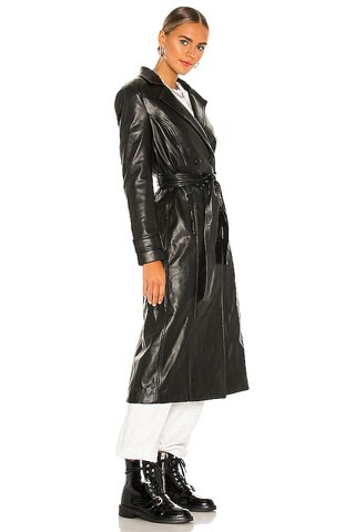 Faux Leather Trench Coat in Black | Revolve Clothing (Global)