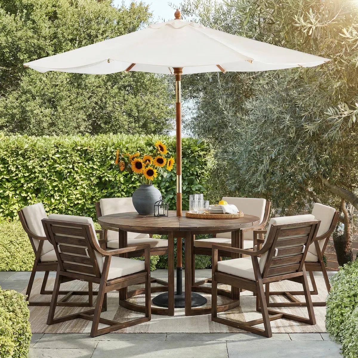 Elevate your outdoor dining experience with this exquisite Patio Dining Set, featuring a round ac... | Wayfair North America