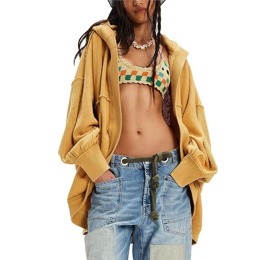 Yuemengxuan Women Open Front Cardigans Y2K Oversized Sweatshirt Drop Shoulder Coatigan Hooded Jac... | Amazon (US)