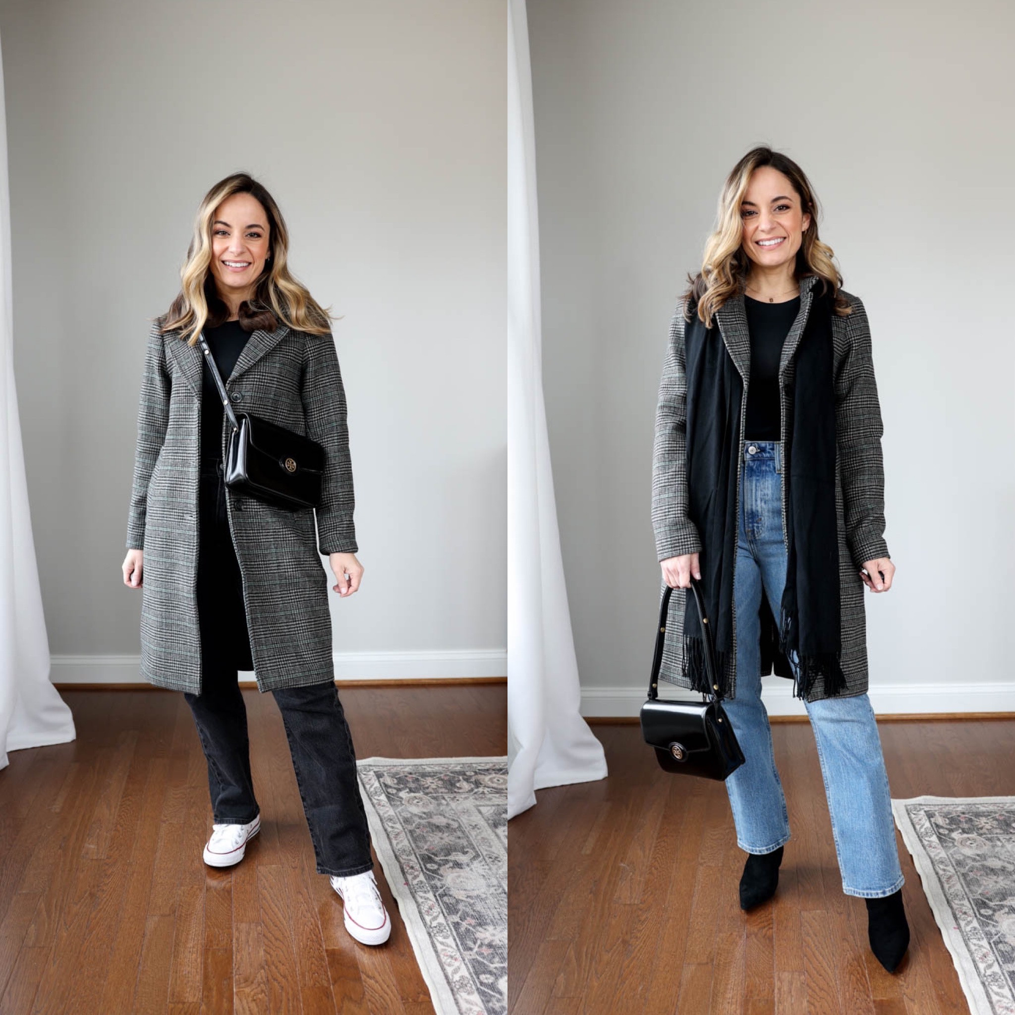 8 items 10 casual outfits! 

Abercrombie jeans: wearing in 24 extra short in “medium” 
Madewell Jeans: wearing in petite 24 
J.crew Juliette Sweater: xxs 
Abercrombie Dad Coat: petite xxs (I cuff the sleeves under) 
Abercrombie Blazer Coat: petite xxs 
J.Crew Emilie Sweater: xs (size up) 
Abercrombie ottoman top: xs 
J.Crew Perfect Shirt (in black): xs 

Shoes are all tts 
Tan bag is from polene and can’t be linked through LTK (it’s the un nano in textured tan 


My measurements for reference: 4’10” 105lbs bust, waist, hips 32”, 24”, 35” size 5 shoe 