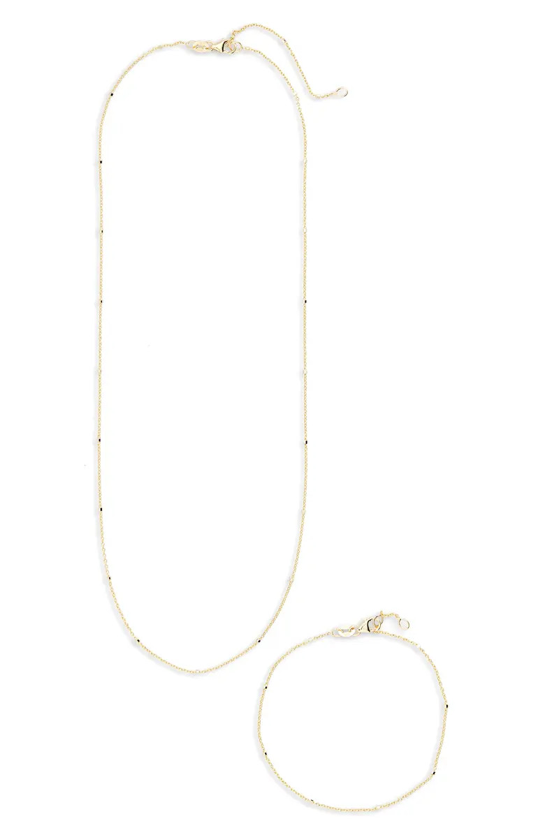 Mykonos 14K Gold Cube Box Chain Necklace & Bracelet Set | Nordstrom