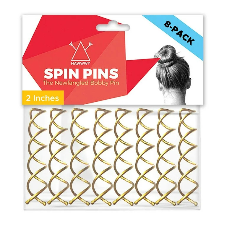 Hawwwy Spiral Bobby Pins, Bun Maker Twist Hair Pins, Gold 2 Inches, 8 Pack | Walmart (US)