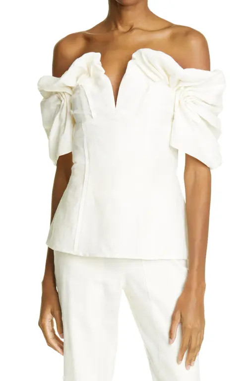 Cult Gaia Abby Off the Shoulder Top in Off White at Nordstrom, Size Large | Nordstrom