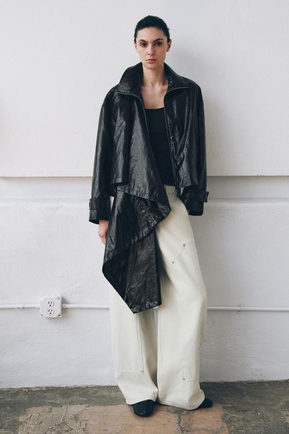 LEATHER EFFECT JACKET WITH SCARF ZW COLLECTION | Zara UK