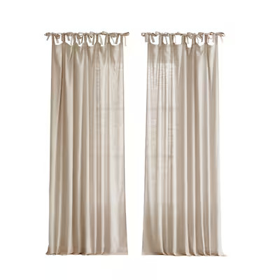 allen + roth 84-in Linen Light Filtering Tie Top Single Curtain Panel | Lowe's