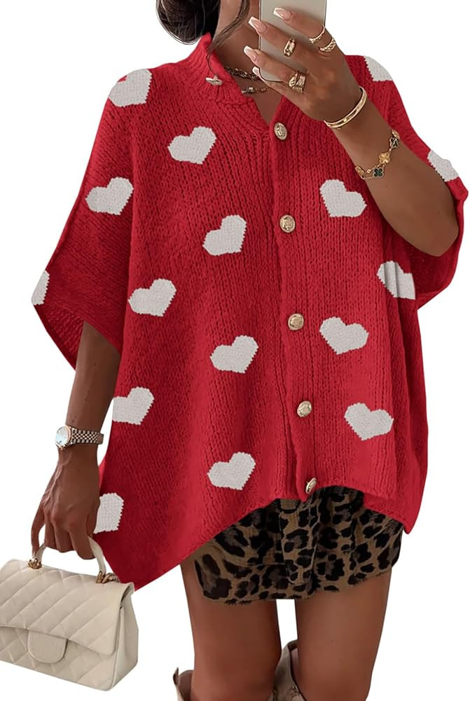 Saodimallsu Womens Oversized Cardigan Sweaters Short Sleeve Button Down Casual Lightweight Loose ... | Amazon (US)