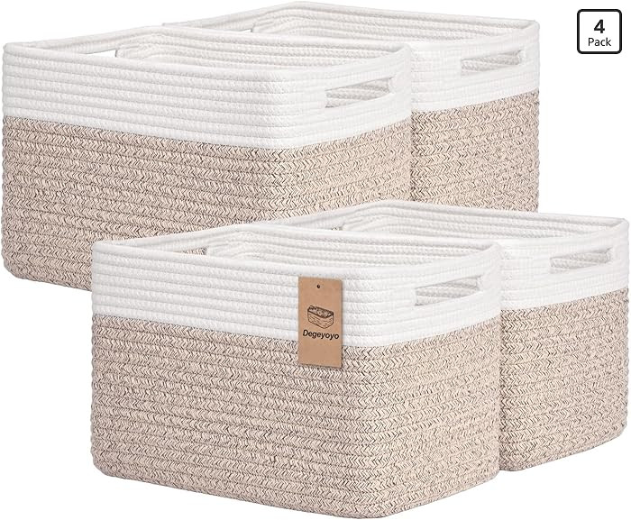 Storage Baskets for Organizing, 4 Pack Baskets for Shelves, Decorative Storage Bins for Shelves, ... | Amazon (US)