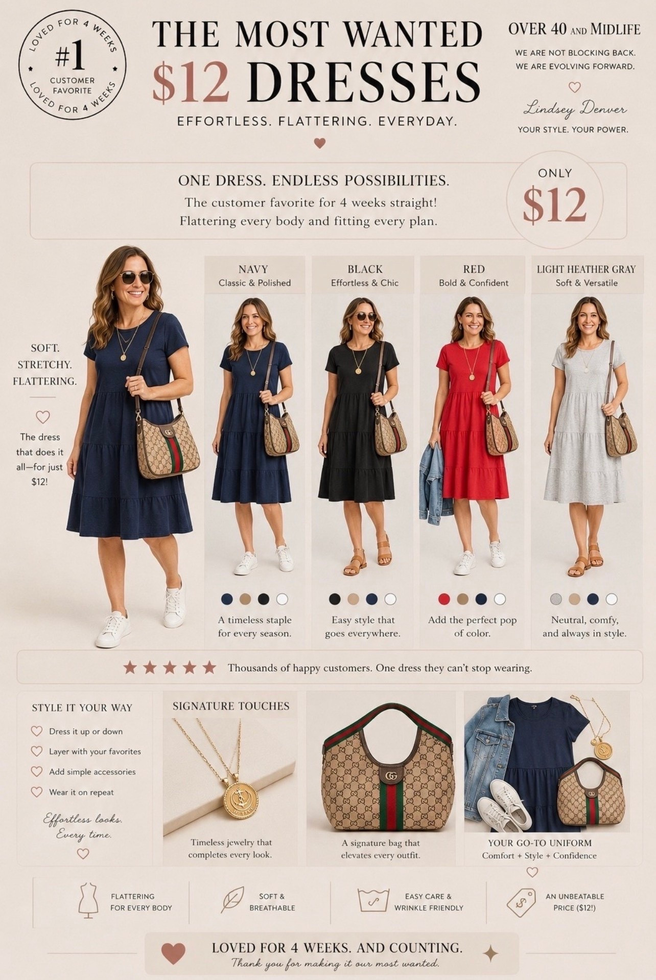 This little $12 dress has officially been my audience’s most wanted dress for 4 weeks straight… and honestly, I get it. 🤍

Soft. Flattering. Easy.
The kind of dress you throw on and instantly feel a little more pulled together in.

I love that it works with sneakers, denim jackets, layered jewelry, a great bag… and real life. School pickup, errands, dinner, vacation, travel days, all of it.

This is what I mean when I talk about Outfit Physics:
✨ soft structure
✨ easy movement skims
✨ comfort without looking sloppy
✨ effortless shape without cling 


And yes… it has pockets.

Comes in navy, black, olive, red, and heather gray.
No wonder women keep coming back for another color.

👑"Helping you look good, feel good!" - Lindsey Denver

#LTKOver40 #LTKPlusSize #LTKMidsize

Comment SHOP below to receive a DM with the link to this post on my LTK ⬇ https://liketk.it/6d6QC
