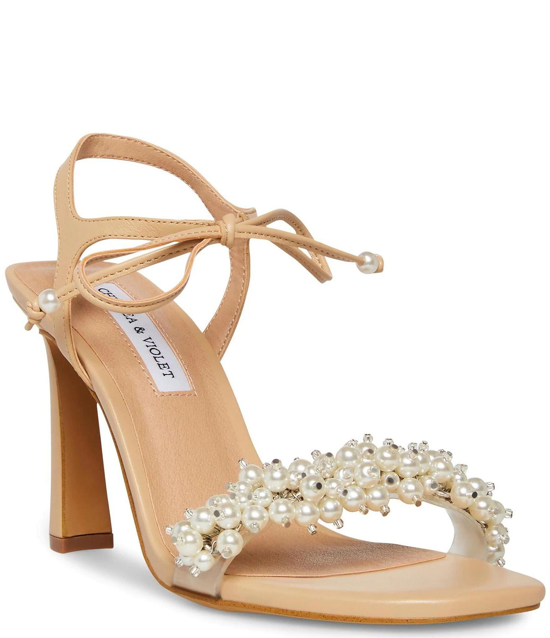 Chelsea & Violet Tristy Pearl Embellished Square Toe Sandals | Dillard's | Dillard's