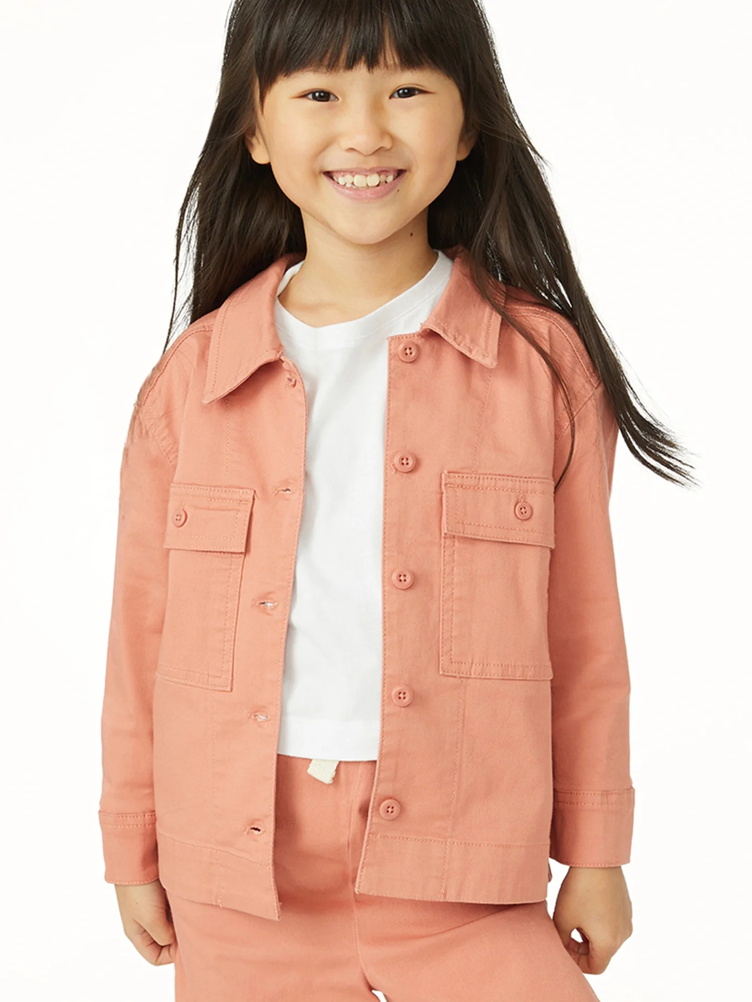 Free Assembly Girls Surplus Shirt Jacket, Sizes 4-18 - Walmart.com | Walmart (US)