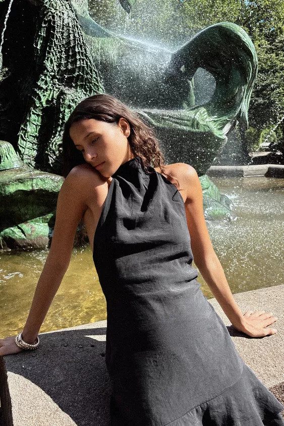 HALTER ASYMMETRIC SHORT DRESS | Zara US