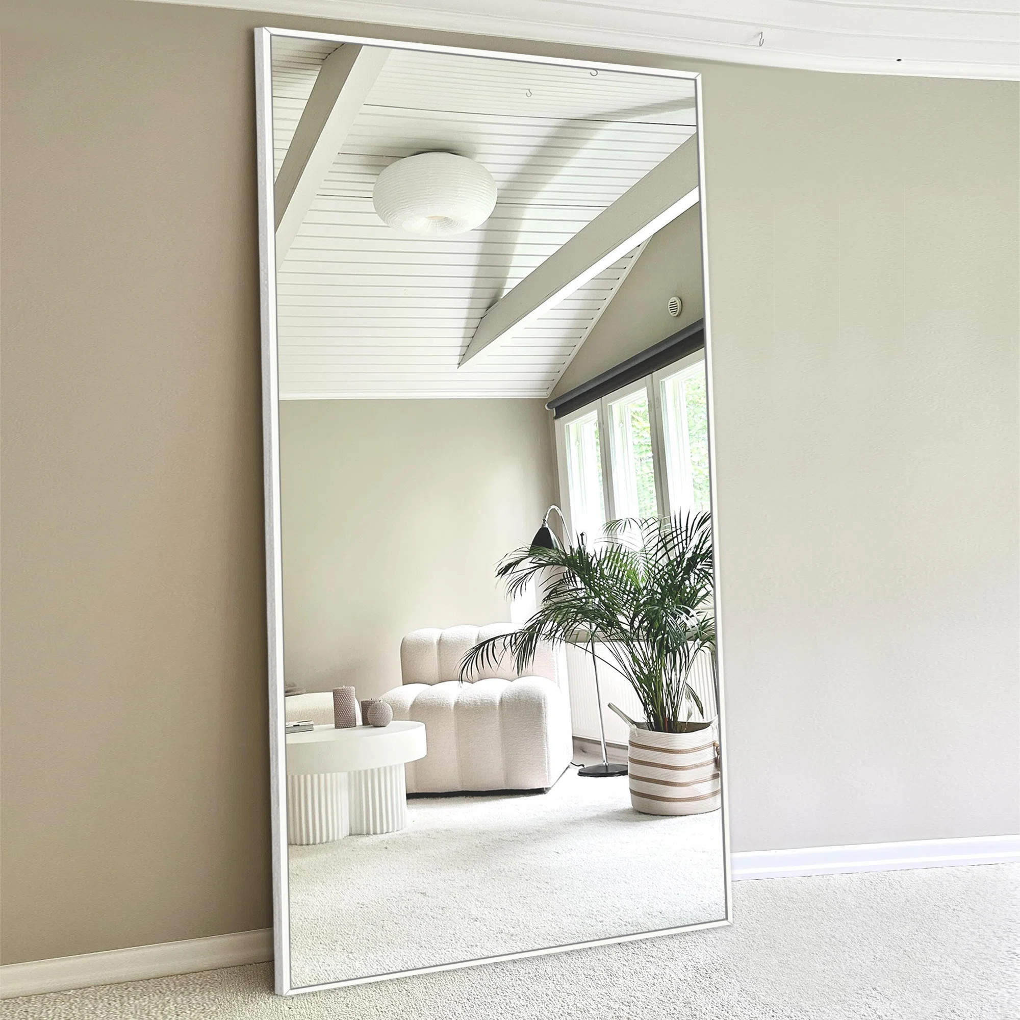 Vertell Oversize Rectangle Full Length Mirror Metal Mirror for GYM/ Bedroom with Stand | Wayfair North America