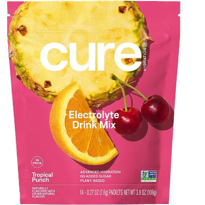 Cure Hydration Electrolyte Drink Mix, Tropical Punch, 14 Packets, 0.27 oz (7.6 g) Each | Target