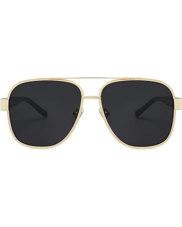 SOJOS Classic Retro Square Aviator Sunglasses for Women Men UV400 Bold Oversized Aviators SJ1214 | Amazon (US)