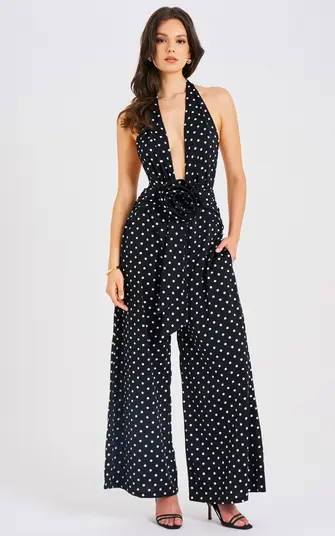 Orianaa Polka Dots Halter Jumpsuit | Nordstrom