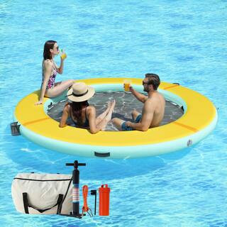 Summer Float Series 8 ft. Inflatable Yellow Water Hammock Dock | The Home Depot