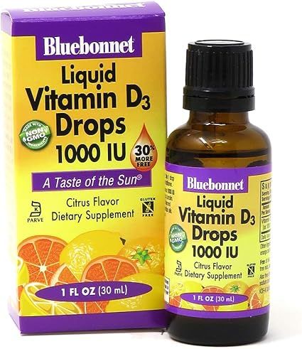 BlueBonnet Liquid Vitamin D3 Drops 1000 IU, Citrus, 1 Ounce, Transparent | Amazon (US)