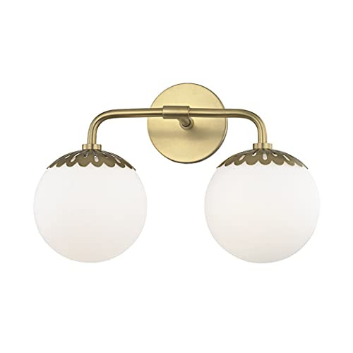 Mitzi H193302-AGB Paige - 2-Light Bath Light - Aged Brass Finish - Opal Glossy Glass Shade | Amazon (US)
