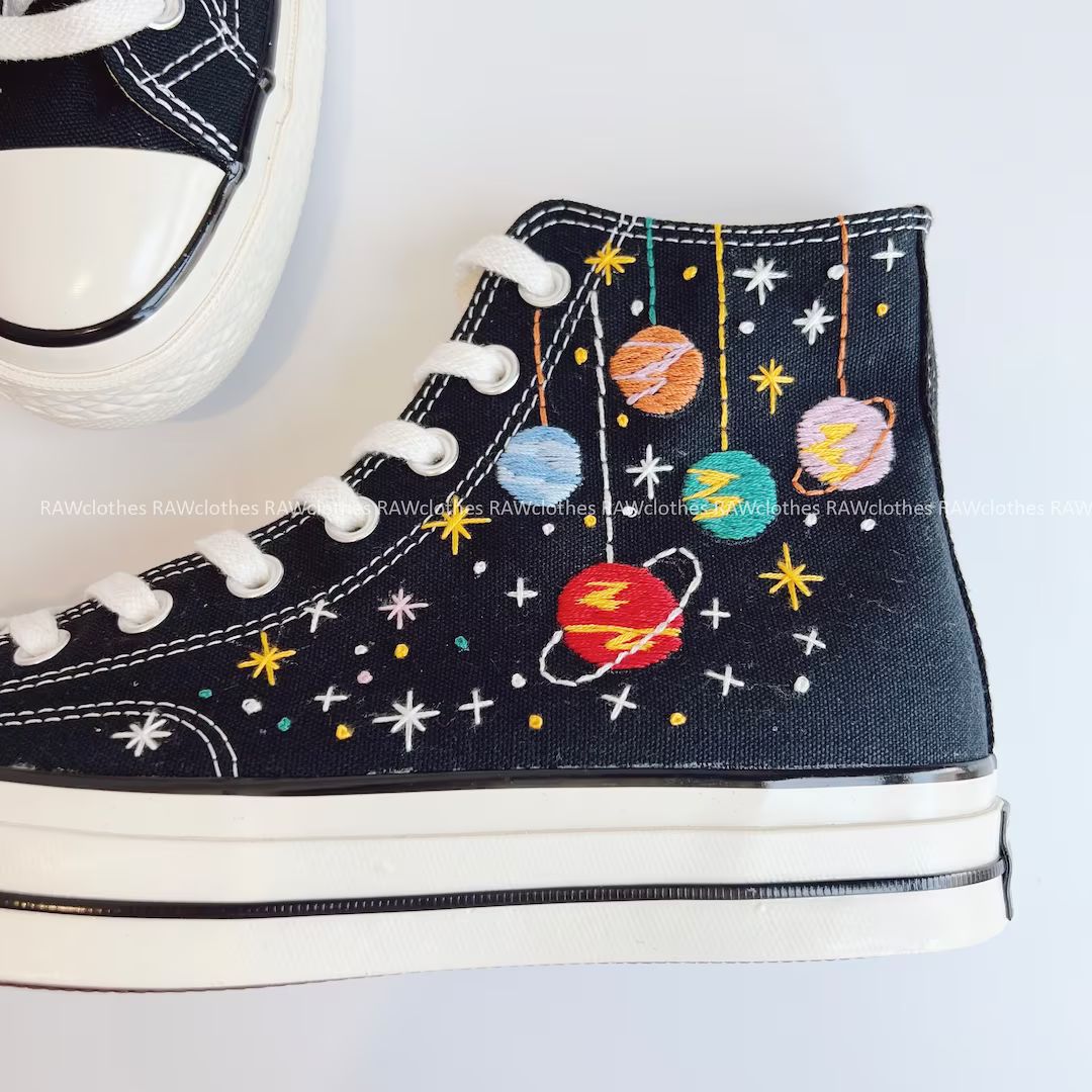 Embroidery Universe Firmament Galaxy Canvas Shoes Converse - Etsy | Etsy (US)