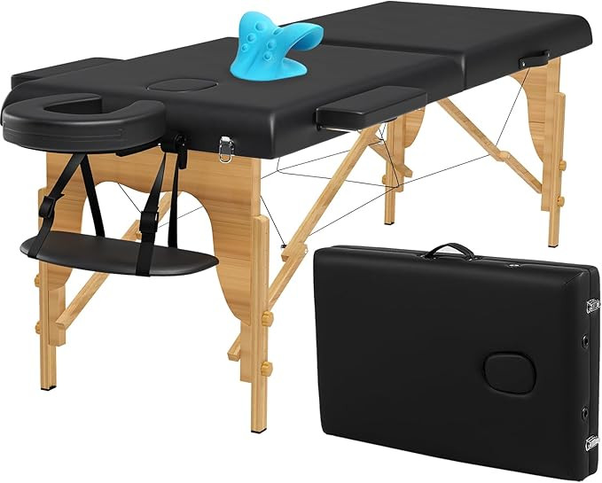 Portable Massage Table w/Neck Stretcher, 84 inch Sturdy Foldable Massage Bed Facial Bed Tattoo Ta... | Amazon (US)