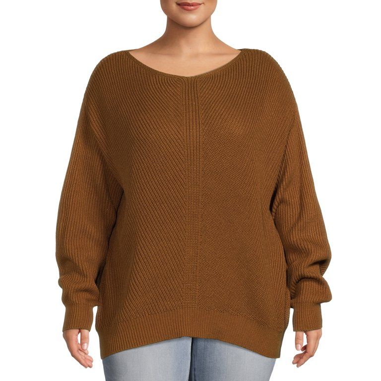 Terra & Sky Women's Plus Size Boatneck Sweater, Midweight - Walmart.com | Walmart (US)