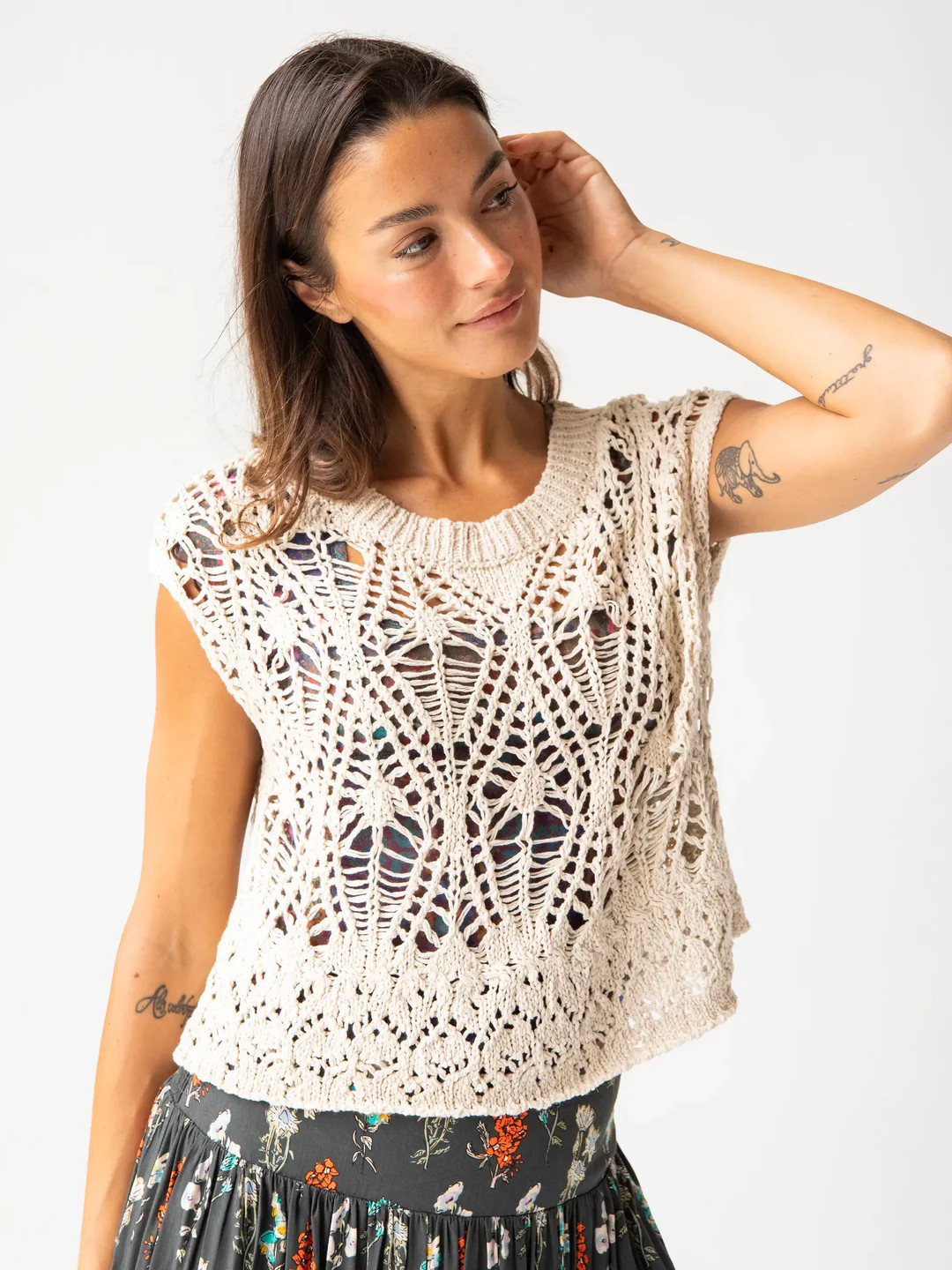 Short Sleeve Pointelle Layering Sweater - Cream | Natural Life