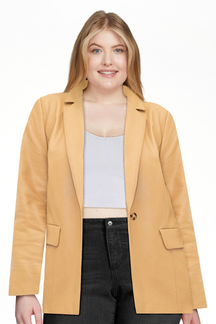 ELOQUII Elements Women's Plus Size Faux Leather Blazer | Walmart (US)