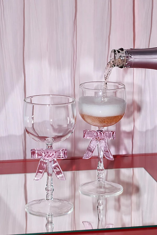 Sculpted Bow Stemmed Wine Glass in Bow at Urban Outfitters | Urban Outfitters (US and RoW)