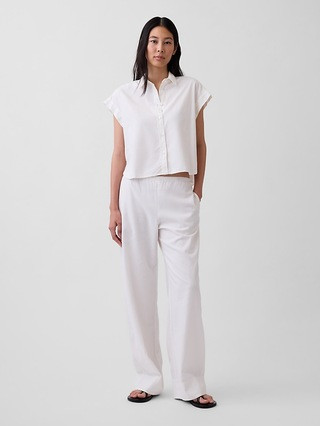 Linen-Blend Oversized Shirt | Gap (US)