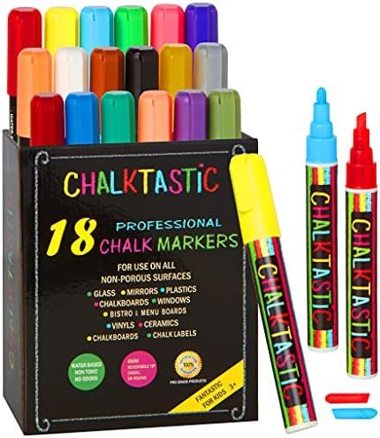 CHALK MARKERS By FANTASTIC ChalkTastic MEGA 18 Pack, BEST for Kids Art, Menu Board Bistro Boards ... | Amazon (US)