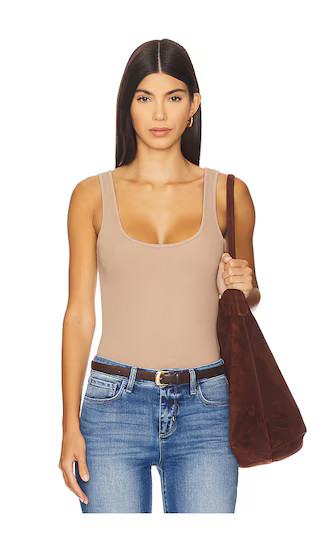 Nica Scoop Neck Tank Bodysuit in Ginger Snap | Revolve Clothing (Global)