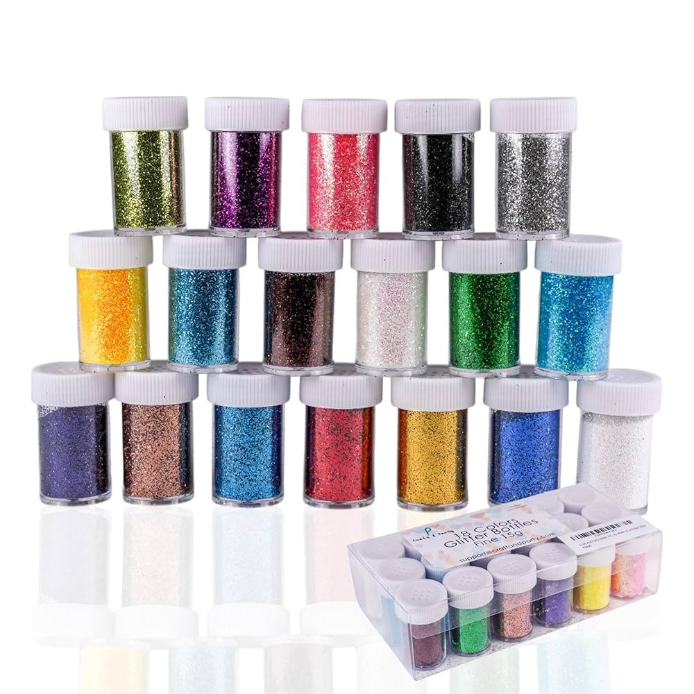 Craft And Party 18 Pack Fine Glitter – 15g Shaker Jars – Assorted Colors for Resin, Tumbler, ... | Amazon (US)
