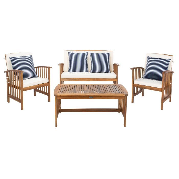 Rocklin 4pc Living Set - Natural/Beige/Navy - Safavieh | Target