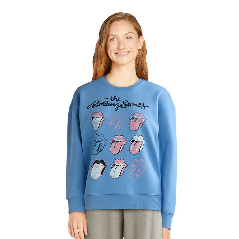 Time and Tru Women’s Rolling Stones Graphic Band Sweatshirt, Sizes S-XXXL | Walmart (US)