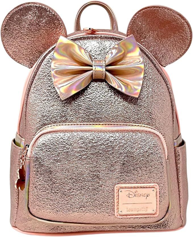 Loungefly Disney Minnie Mouse Pink Rose Metallic Womens Double Strap Shoulder Bag Purse | Amazon (US)