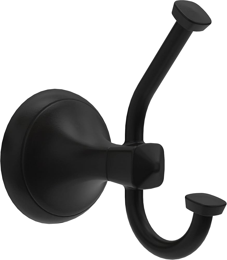 Delta ESA35-MB Esato Double Towel Hook Bath Hardware Accessory in Matte Black | Amazon (US)
