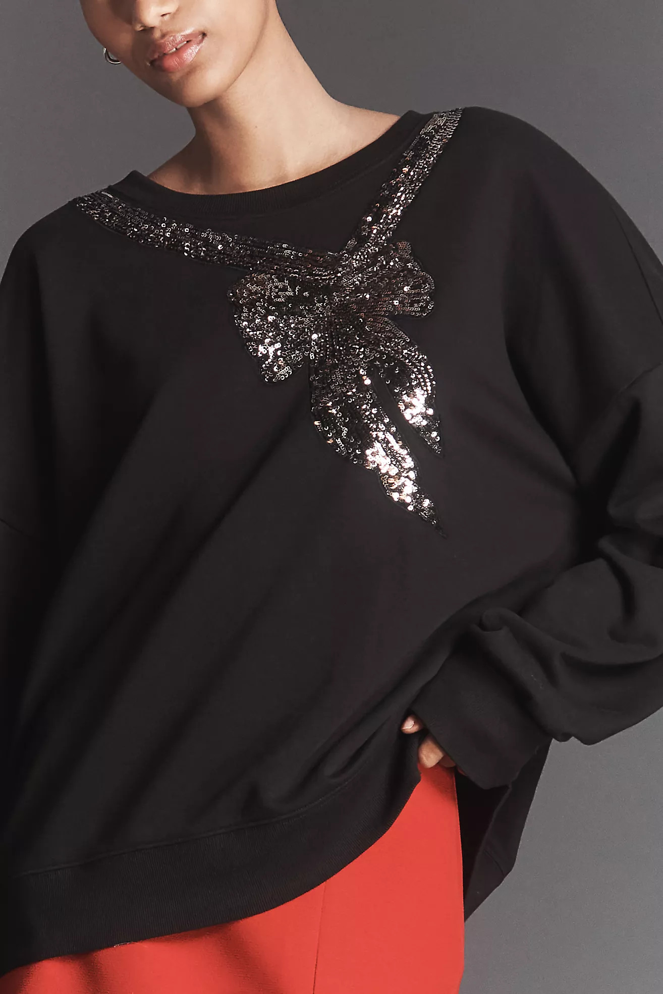 Maeve Embellished Bow Sweatshirt | Anthropologie (US)