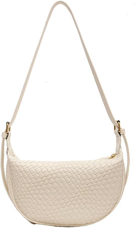 JQWYGB Woven Crossdbody Bag Vegan Leather Crescent Shoulder Bag for Woman Trendy Woven Hobo Sling... | Amazon (US)