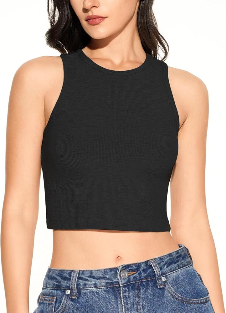 Women's Ribbed Crop Tops, Sleeveless Basic Tank Tops for Summer Clothes | Amazon (US)