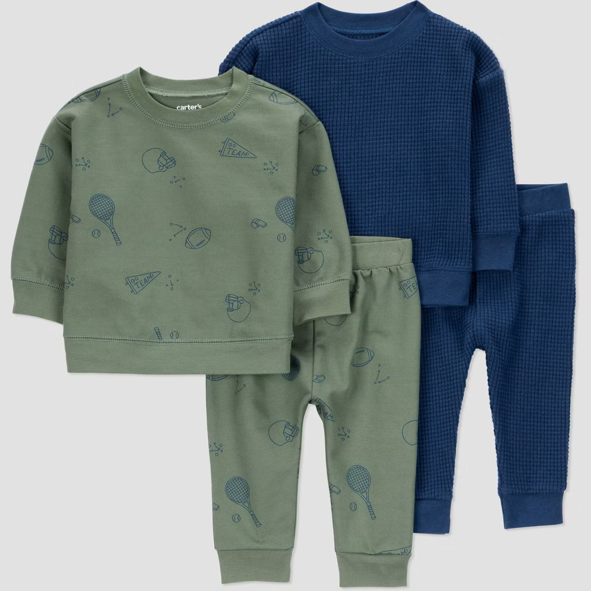 Carter's Just One You® Baby Boys' 4pc "Sports" Top & Bottom Set - Navy Blue/Green | Target